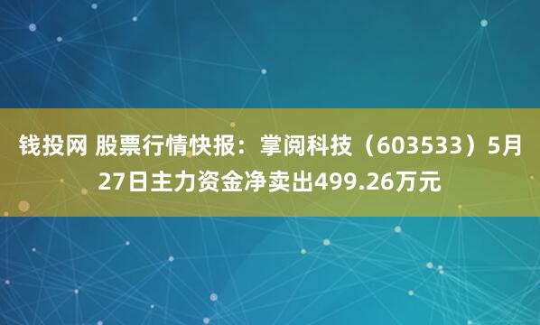 钱投网 股票行情快报：掌阅科技（603533）5月27日主力资金净卖出499.26万元