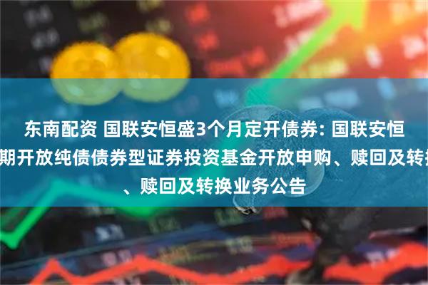 东南配资 国联安恒盛3个月定开债券: 国联安恒盛3个月定期开放纯债债券型证券投资基金开放申购、赎回及转换业务公告