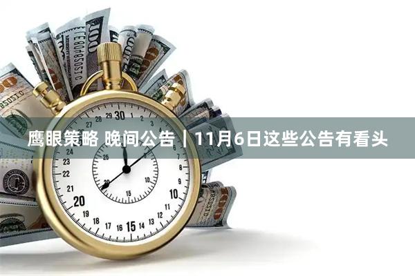 鹰眼策略 晚间公告｜11月6日这些公告有看头